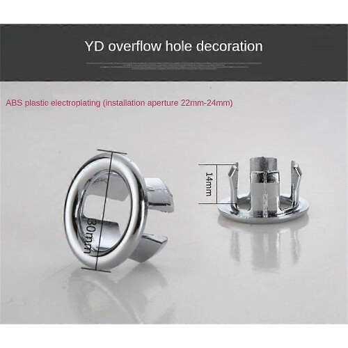 (A) 2PCS Solid Sink Overflow Covers Kitchen Bathroom Basin Trim Round Hole Caps 1