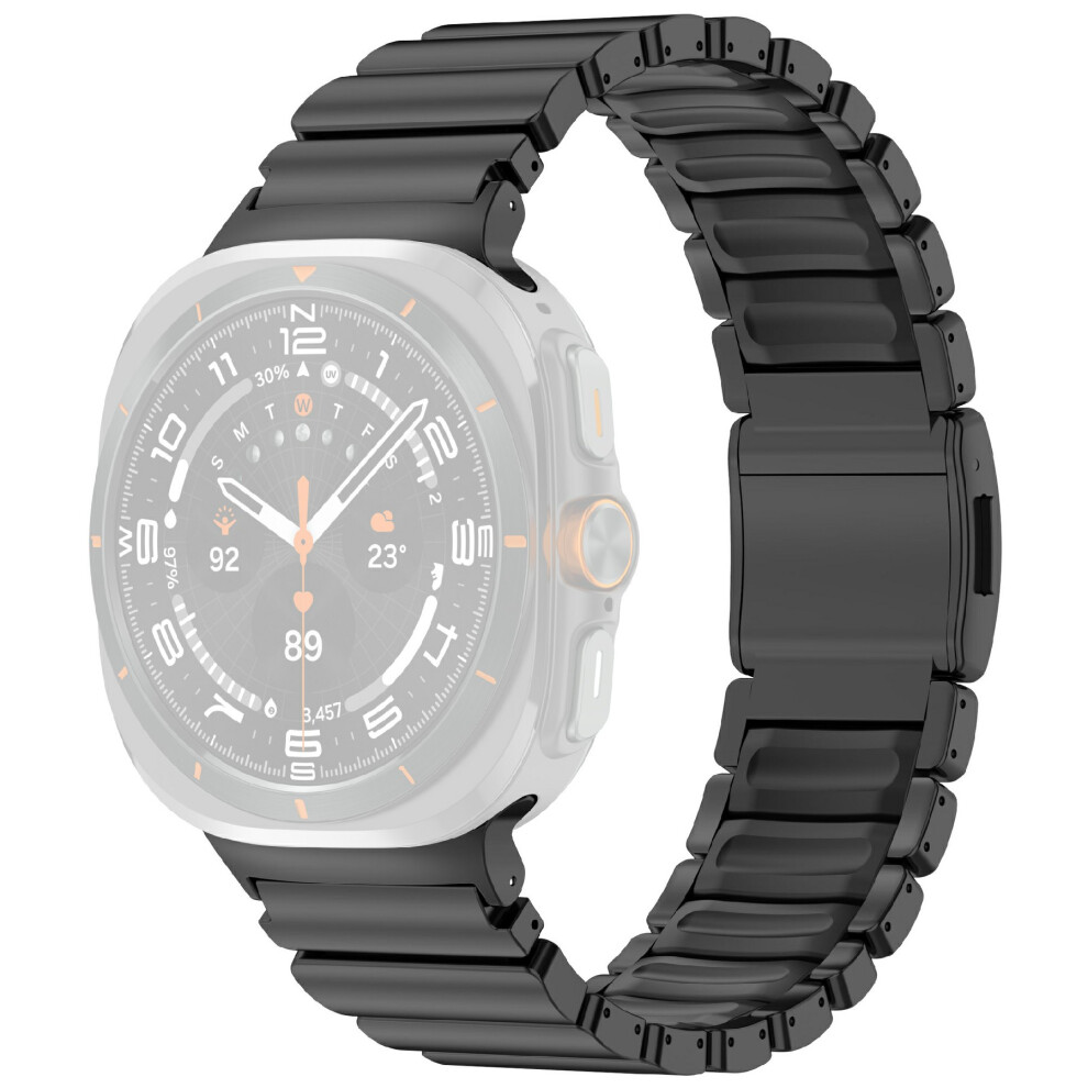 (Black) Rubber + Titanium Alloy Strap For Samsung Galaxy Watch Ultra (2025) 47Mm / Ultra 47Mm Replacement Black 6914297598062