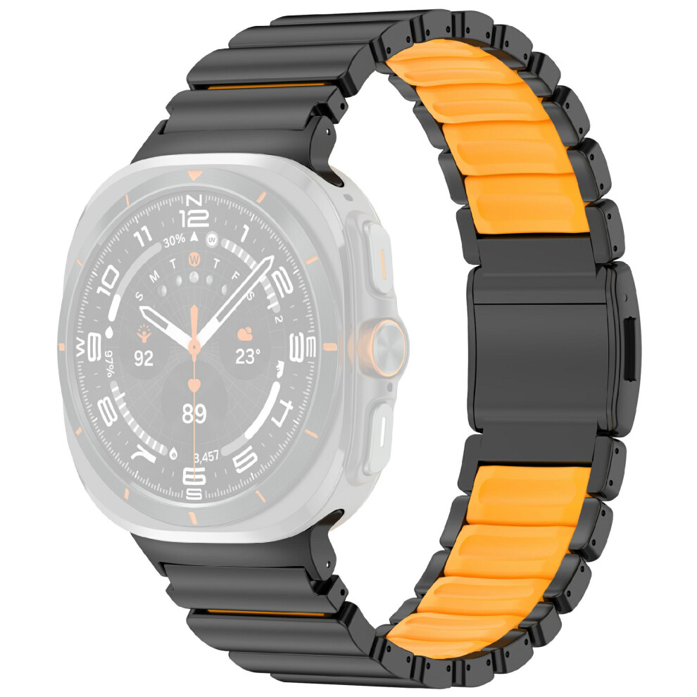 (Black Orange) Rubber + Titanium Alloy Strap For Samsung Galaxy Watch Ultra (2025) 47Mm / Ultra 47Mm Replacement Orange,Black 6914294010017