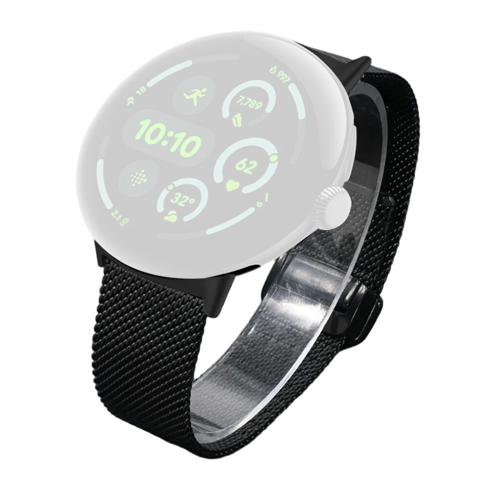 (Black) Stainless Steel Milanese Mesh Band For Google Pixel Watch 3 41Mm / Watch 2 / Watch Magnetic Clasp Quick Release Adjustab Black 6914298391044