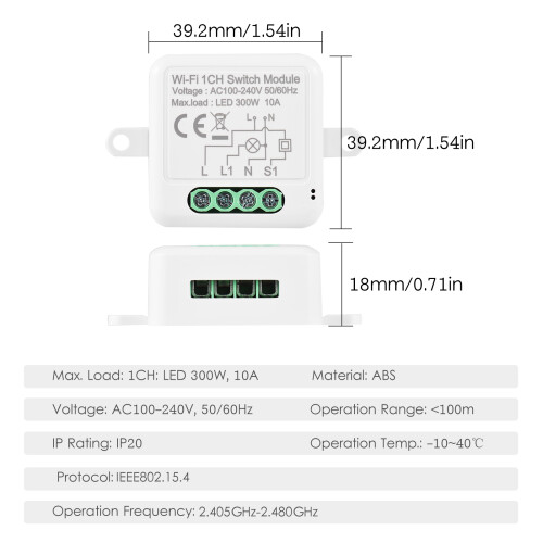 1CH WIFI Switch Module Mini Smart Module with Voice Control Mobilephone APP Control Timing Function 2