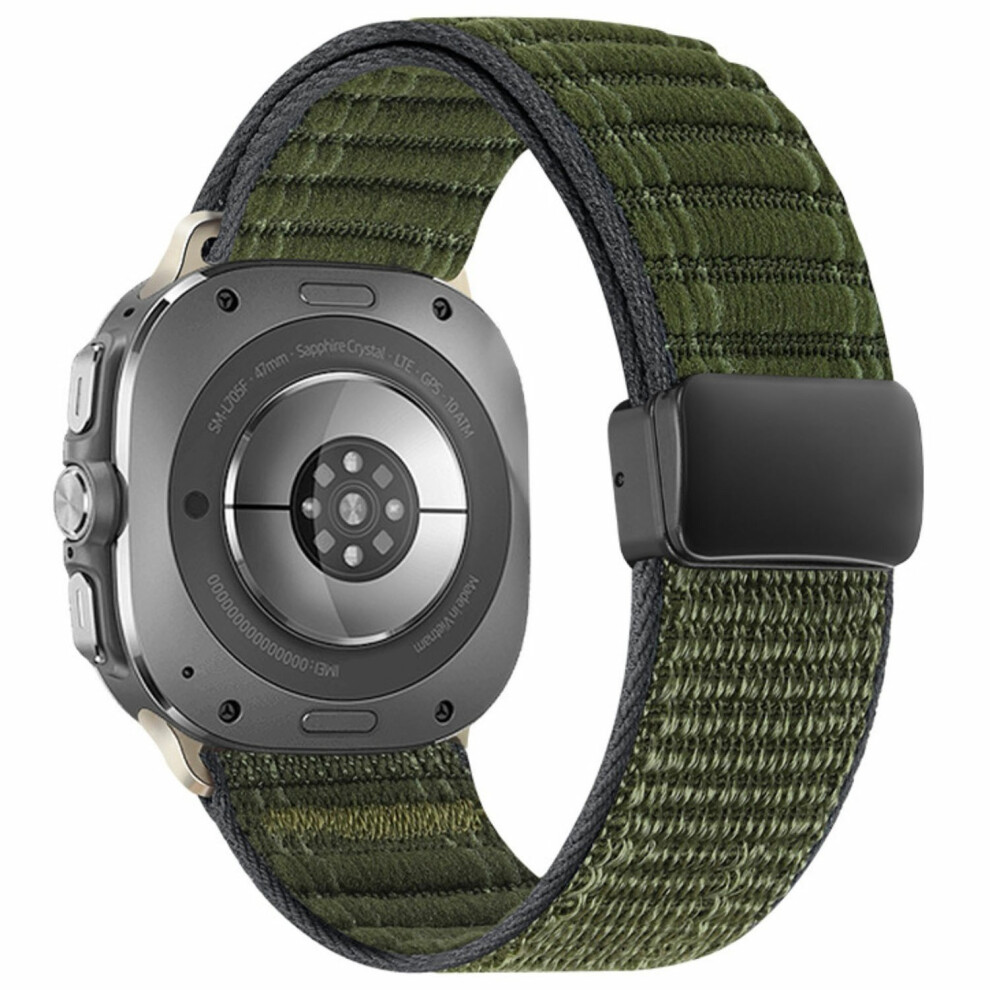 (Army ) For Samsung Galaxy Watch Ultra (2025) 47Mm / Ultra 47Mm Watch Band Magnetic Clasp Wave Pattern Nyl Green 6914296902341