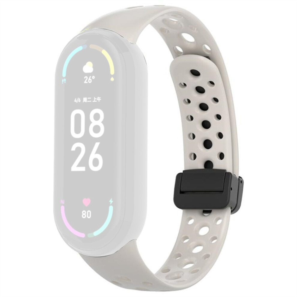 (Starlight) Magnetic Silicone Strap For Xiaomi Smart Band 10 / 9 / 8 Breathable Replacement Watch Band 6914298023174