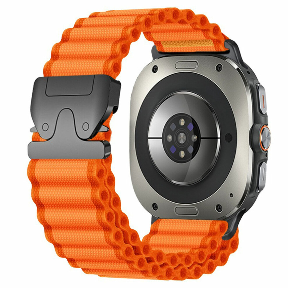 (Orange / Black) For Samsung Galaxy Watch Ultra (2025) 47Mm / Ultra 47Mm Watch Band Parachute Buckle Wide Ripple Pattern Nylon Wrist St Orange,Black 6914295796682