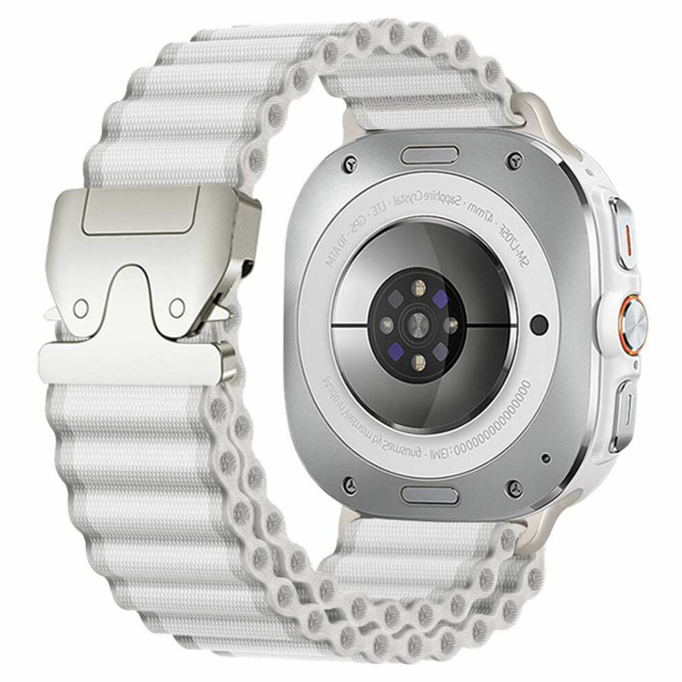 (White / Silver) For Samsung Galaxy Watch Ultra (2025) 47Mm / Ultra 47Mm Watch Band Parachute Buckle Wide Ripple Pattern Nylon Wrist St White,Silver 6914296903478