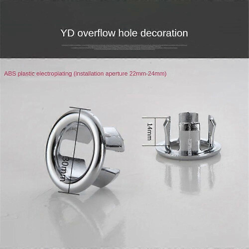 (D) 2PCS Solid Sink Overflow Covers Kitchen Bathroom Basin Trim Round Hole Caps 1