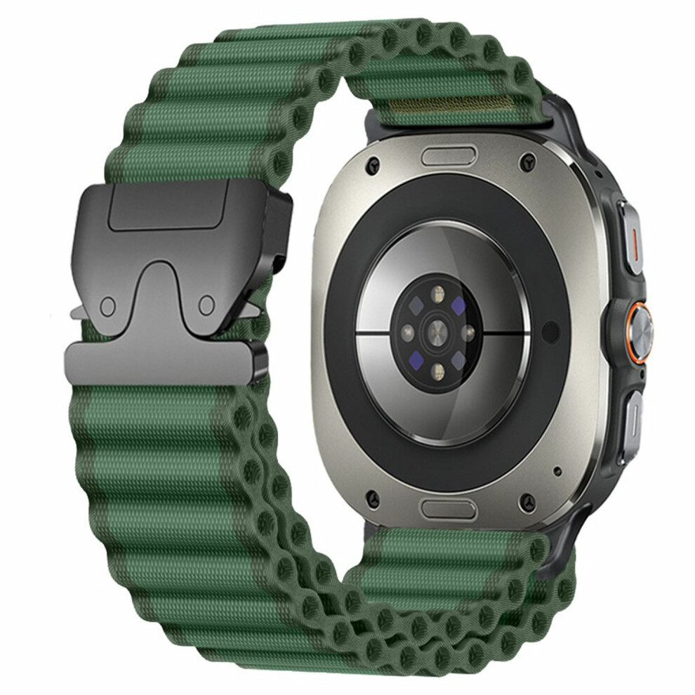 (Green / Black) For Samsung Galaxy Watch Ultra (2025) 47Mm / Ultra 47Mm Watch Band Parachute Buckle Wide Ripple Pattern Nylon Wrist St Green,Black 6914292482960