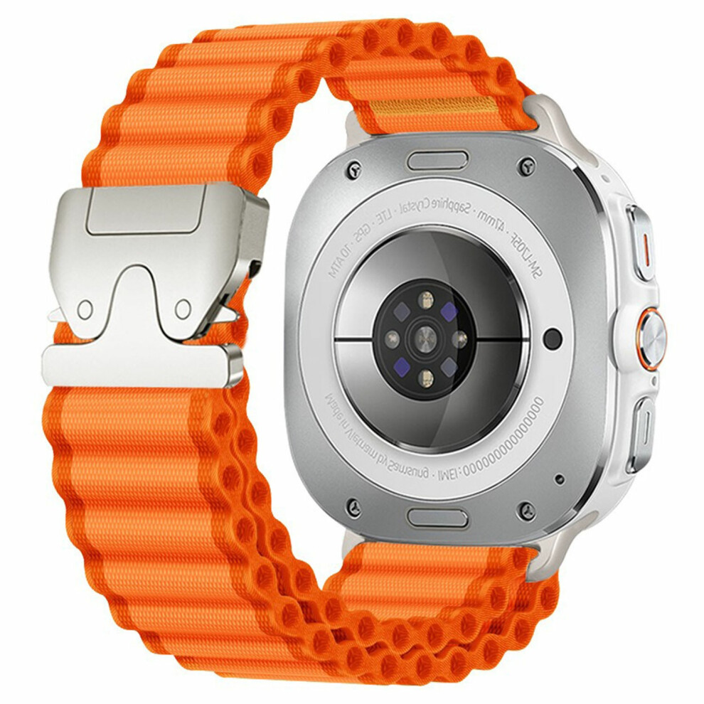 (Orange / Silver) For Samsung Galaxy Watch Ultra (2025) 47Mm / Ultra 47Mm Watch Band Parachute Buckle Wide Ripple Pattern Nylon Wrist St Orange,Silver 6914295267267