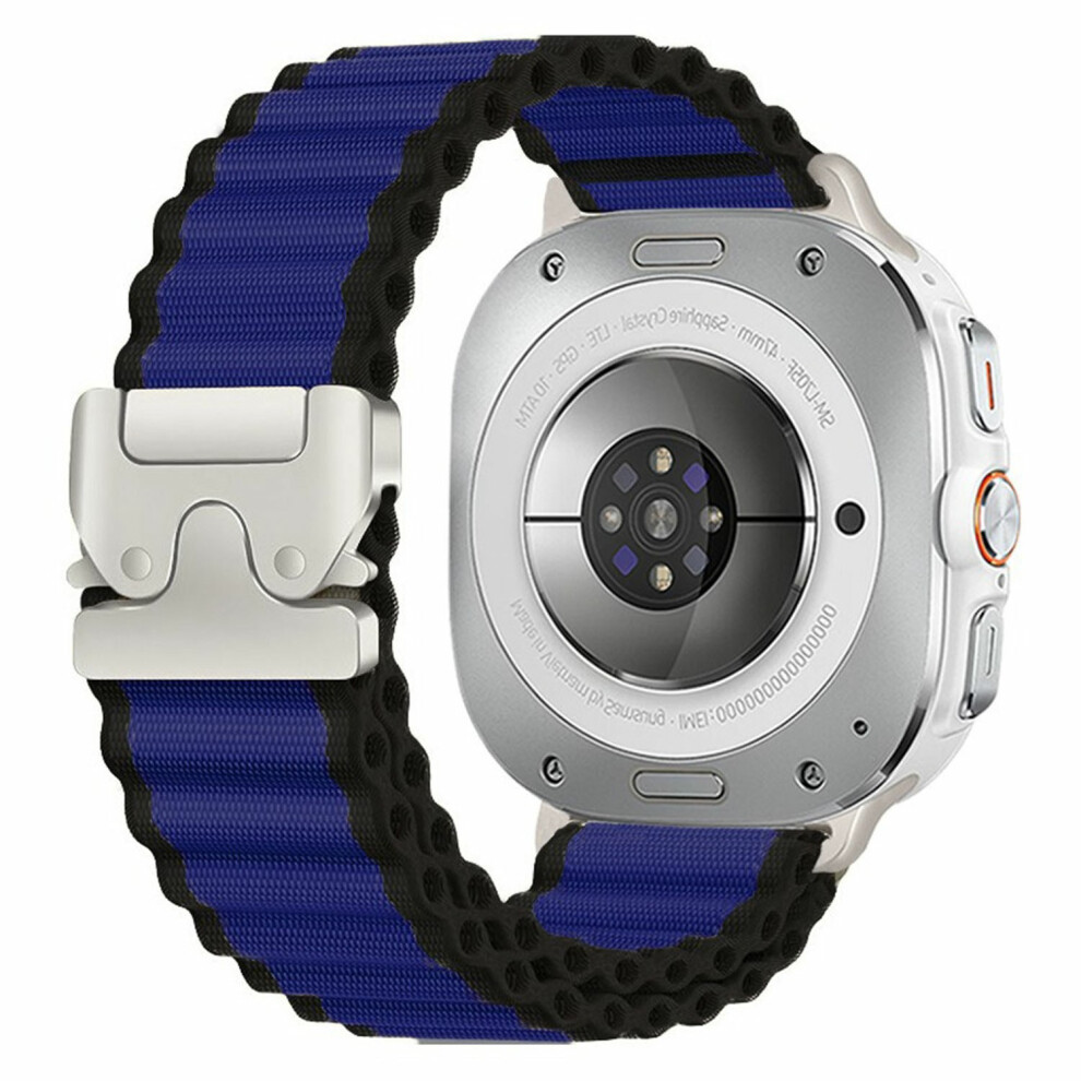 (Navy Blue / Silver) For Samsung Galaxy Watch Ultra (2025) 47Mm / Ultra 47Mm Watch Band Parachute Buckle Wide Ripple Pattern Nylon Wrist St Blue,Silver 6914298855317