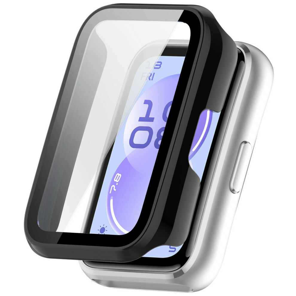 (Black) For Huawei Band 11 / 11 Nfc Watch Case Hard Pc Shell With Tempered Glass Screen Protector Black 6914292022418