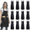 12 Pack Plain Bib Aprons with 2 Pockets - Black Unisex Commercial Apron Bulk - PJ 1