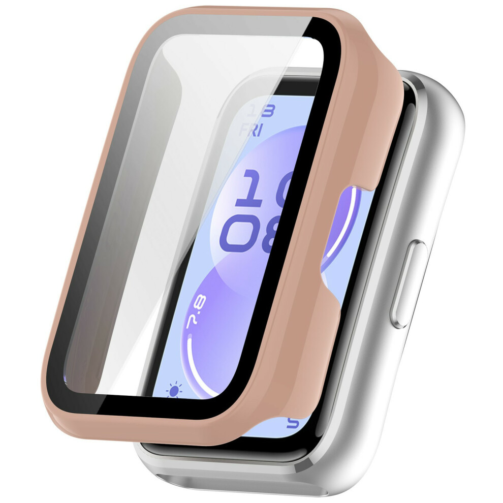(Pink) For Huawei Band 11 / 11 Nfc Watch Case Hard Pc Shell With Tempered Glass Screen Protector Pink 6914296448979