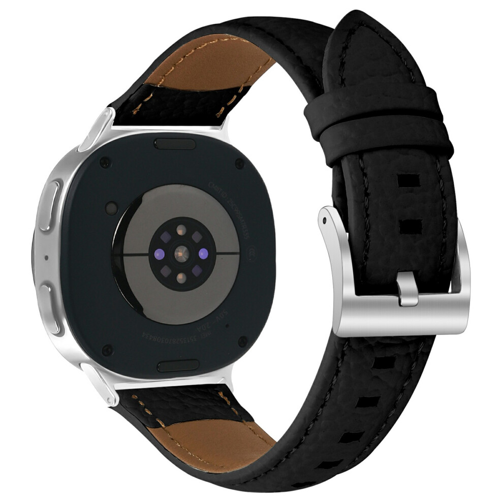 (Black) Litchi Texture Genuine Cow Leather Strap For Samsung Galaxy Watch8 Classic 46Mm / Watch8 44Mm / 40Mm Black 6914294082403