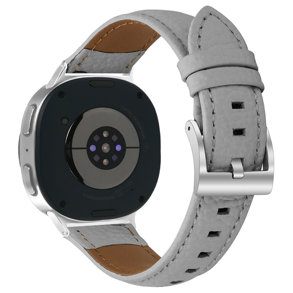 (Grey) Litchi Texture Genuine Cow Leather Strap For Samsung Galaxy Watch8 Classic 46Mm / Watch8 44Mm / 40Mm Grey 6914297926155