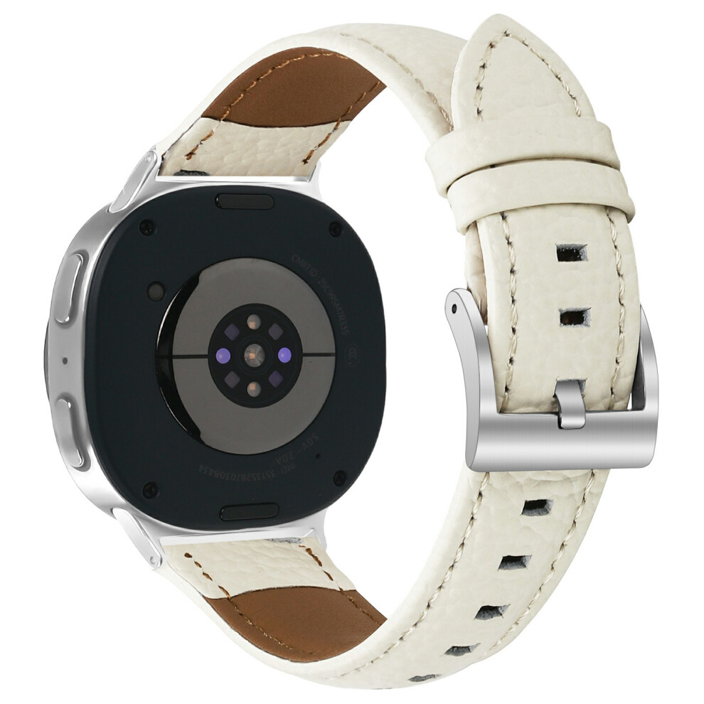 (Apricot) Litchi Texture Genuine Cow Leather Strap For Samsung Galaxy Watch8 Classic 46Mm / Watch8 44Mm / 40Mm 6914294728677