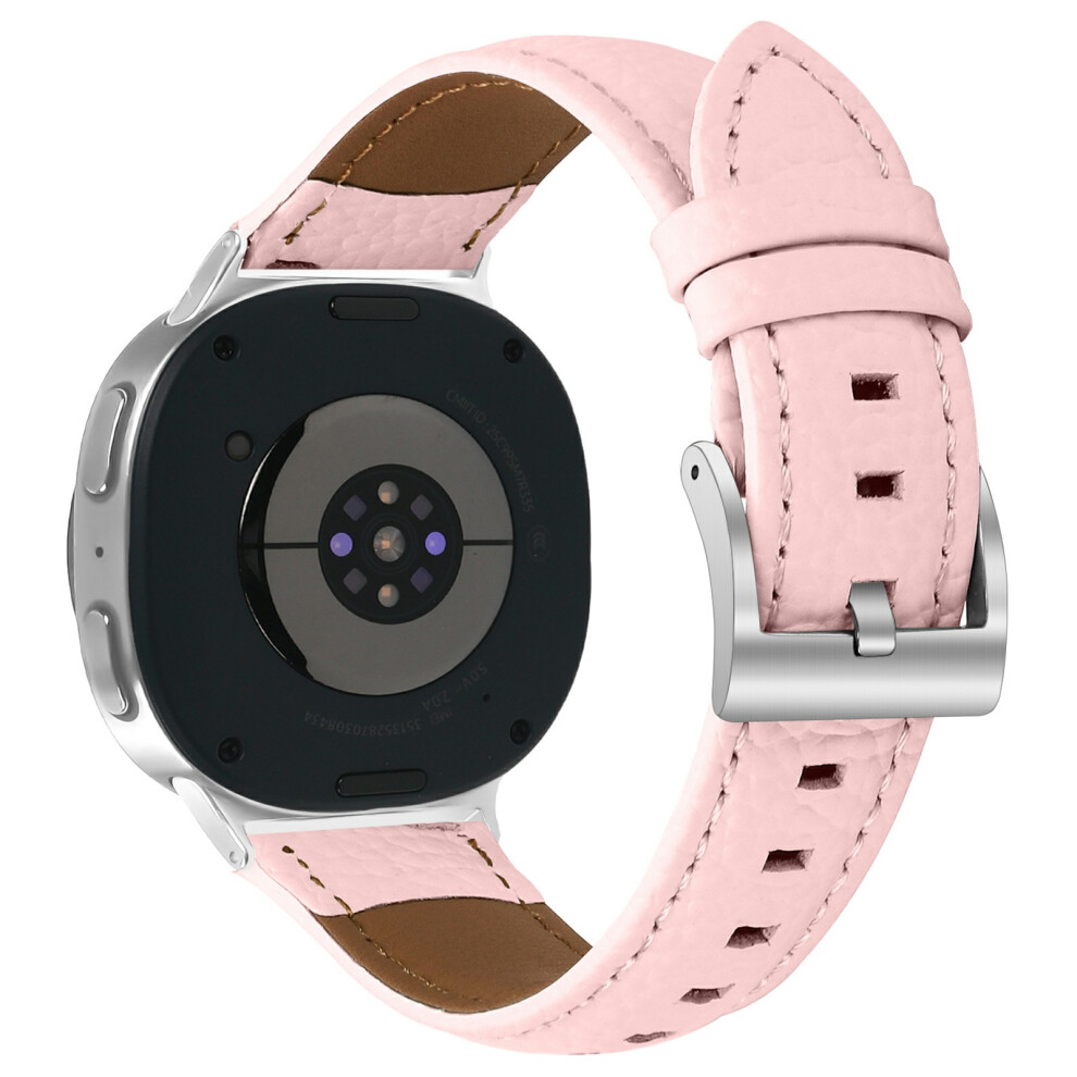 (Pink) Litchi Texture Genuine Cow Leather Strap For Samsung Galaxy Watch8 Classic 46Mm / Watch8 44Mm / 40Mm Pink 6914297836621