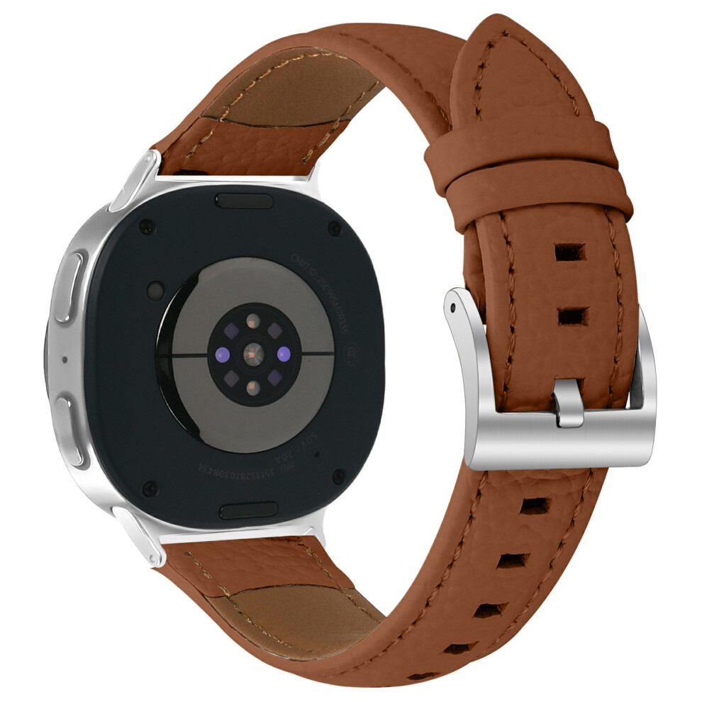 (Brown) Litchi Texture Genuine Cow Leather Strap For Samsung Galaxy Watch8 Classic 46Mm / Watch8 44Mm / 40Mm Brown 6914298885925