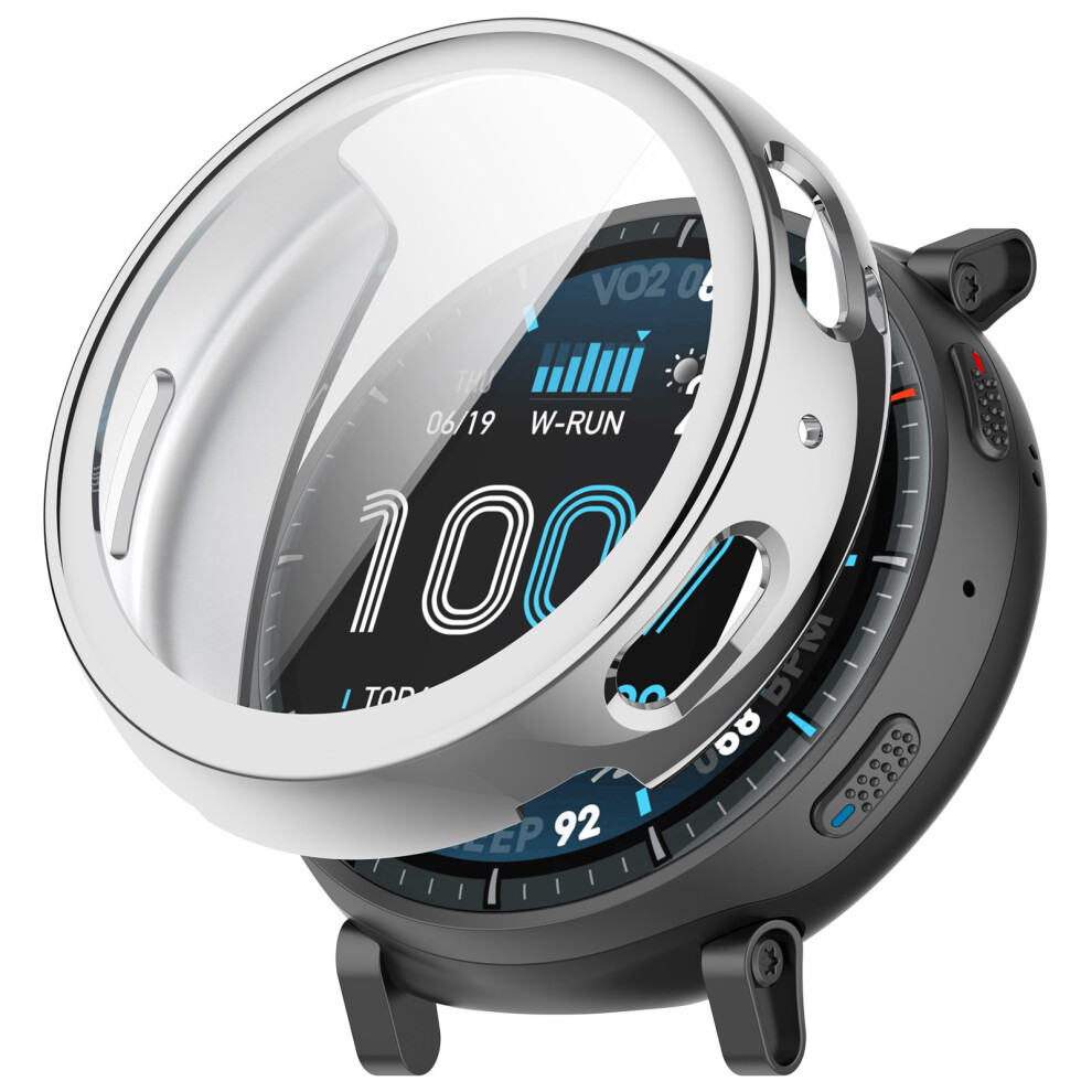 (Silver) For Huami Amazfit Active Max Full Coverage Tpu Watch Cover Electroplated Protective Case Silver 6914293864796