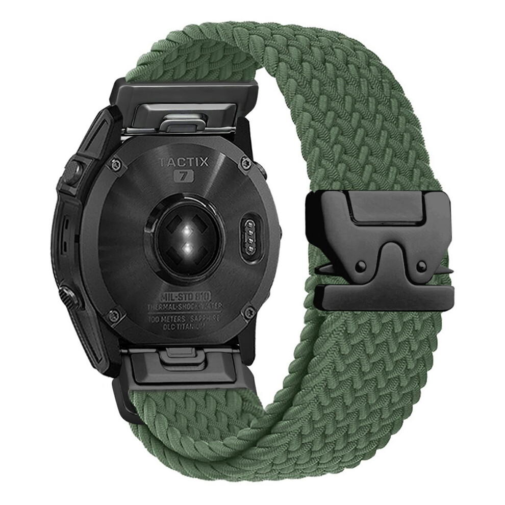 (Army ) 26Mm Nylon Strap For Garmin Fenix 7X / 7X Pro / 6X / 6X Pro / 5X Plus Parachute Buckle Quick Release Green 6914295646864