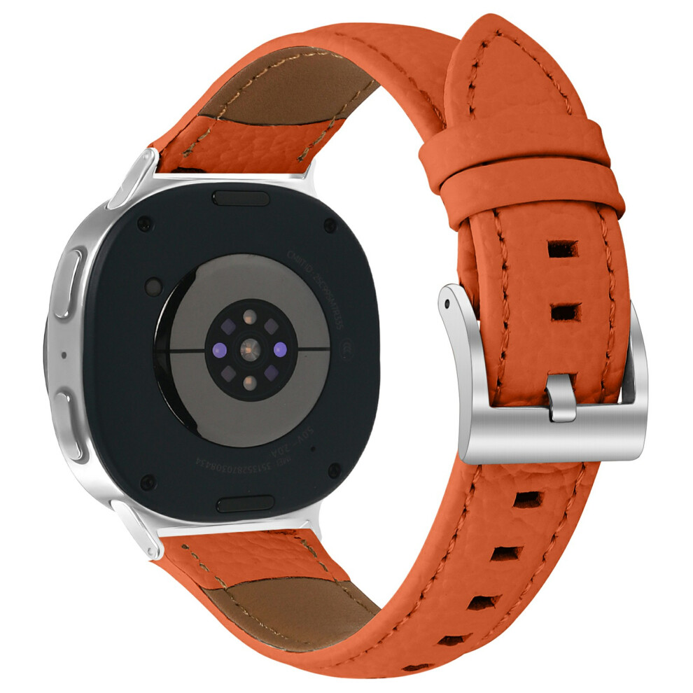 (Orange) Litchi Texture Genuine Cow Leather Strap For Samsung Galaxy Watch8 Classic 46Mm / Watch8 44Mm / 40Mm Orange 6914290979172