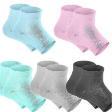 5 Pairs Moisturizing Gel Heel Socks Open Toe Socks for Dry Hard Cracked Heels, 5 Colors Cracked Heel Repair Socks - Ri