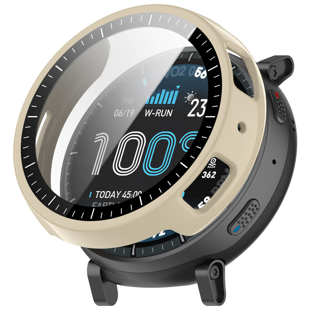 (Ivory ) For Huami Amazfit Active Max Protective Case With Scale Pc Tempered Glass Watch Cover White 6914292610530