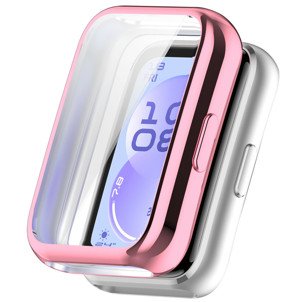 (Electroplated ) Tpu Watch Case For Huawei Band 11 / 11 Nfc Full Coverage Protective Cover With Screen Protector Pink 6914290070565