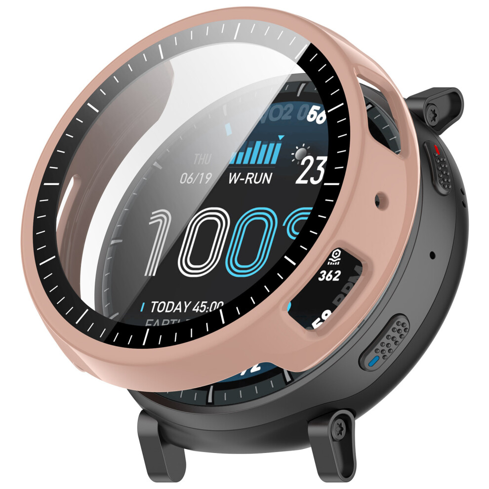 (Pink) For Huami Amazfit Active Max Protective Case With Scale Pc Tempered Glass Watch Cover Pink 6914299404699