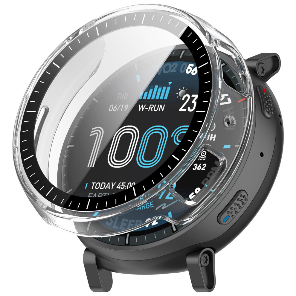 (Transparent) For Huami Amazfit Active Max Protective Case With Scale Pc Tempered Glass Watch Cover 6914292676864