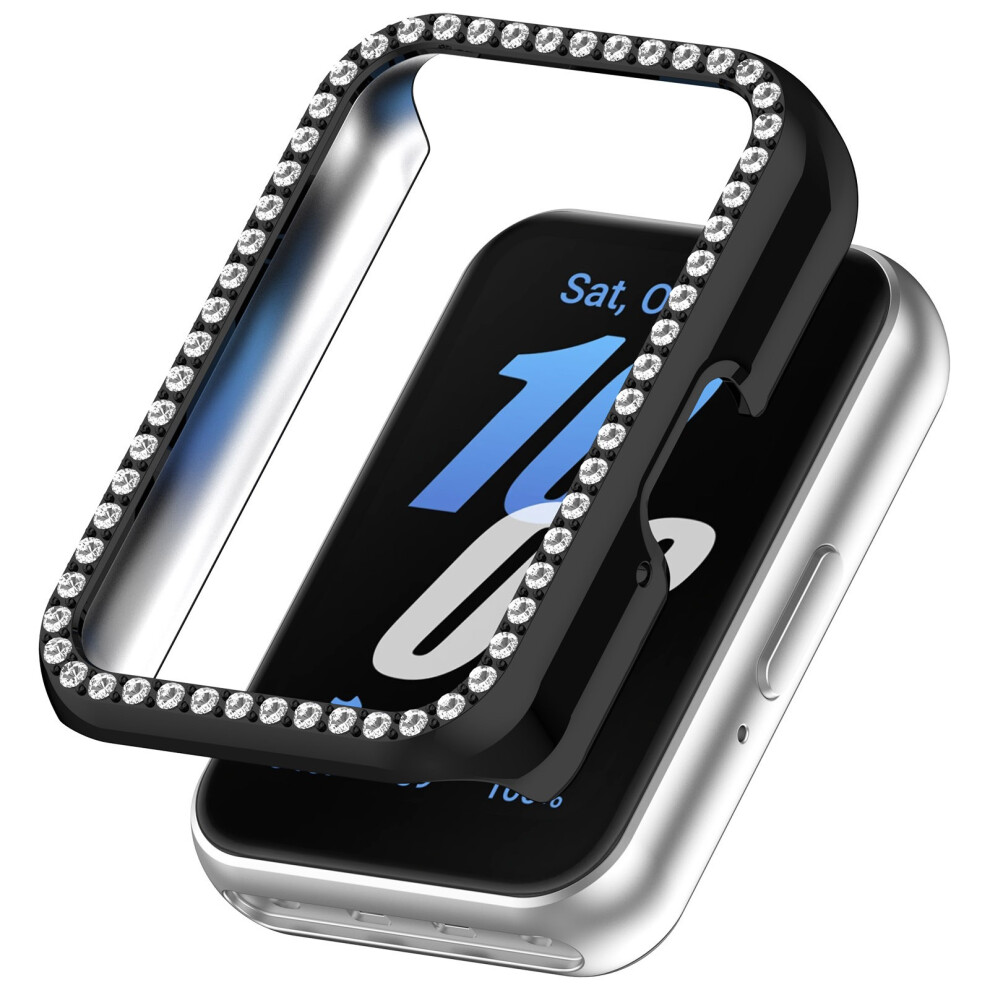 (Black) For Huawei Band 11 Pc Watch Protective Case Rhinestone Decor Hollow Pc Watch Cover Black 6914296729870