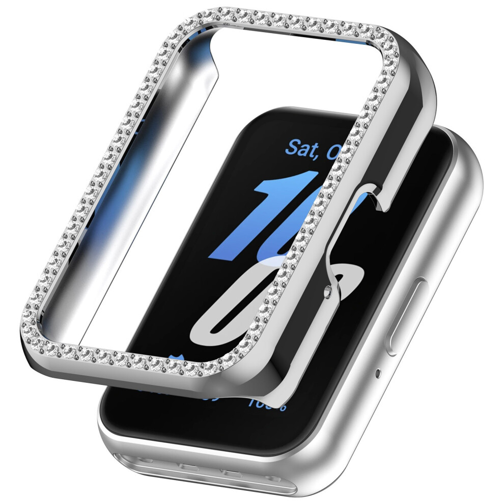 (Silver) For Huawei Band 11 Pc Watch Protective Case Rhinestone Decor Hollow Pc Watch Cover Silver 6914295086295