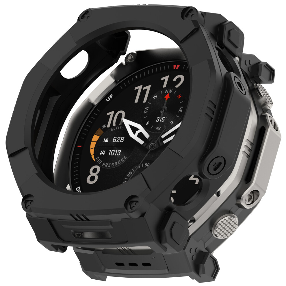 (Black) For Huami Amazfit T-Rex Ultra 2 Armor Watch Cover Hollow Tpu Watch Frame Case Black 6914294849563