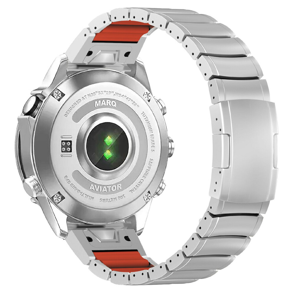 (Silver / Orange) Titanium Alloy + Silicone Strap For Garmin Fenix 8 Pro Amoled 47Mm / Fenix 8 47Mm / Fenix E 47Mm 22Mm Folding Buckle Cha Orange,Silver 6914296775075
