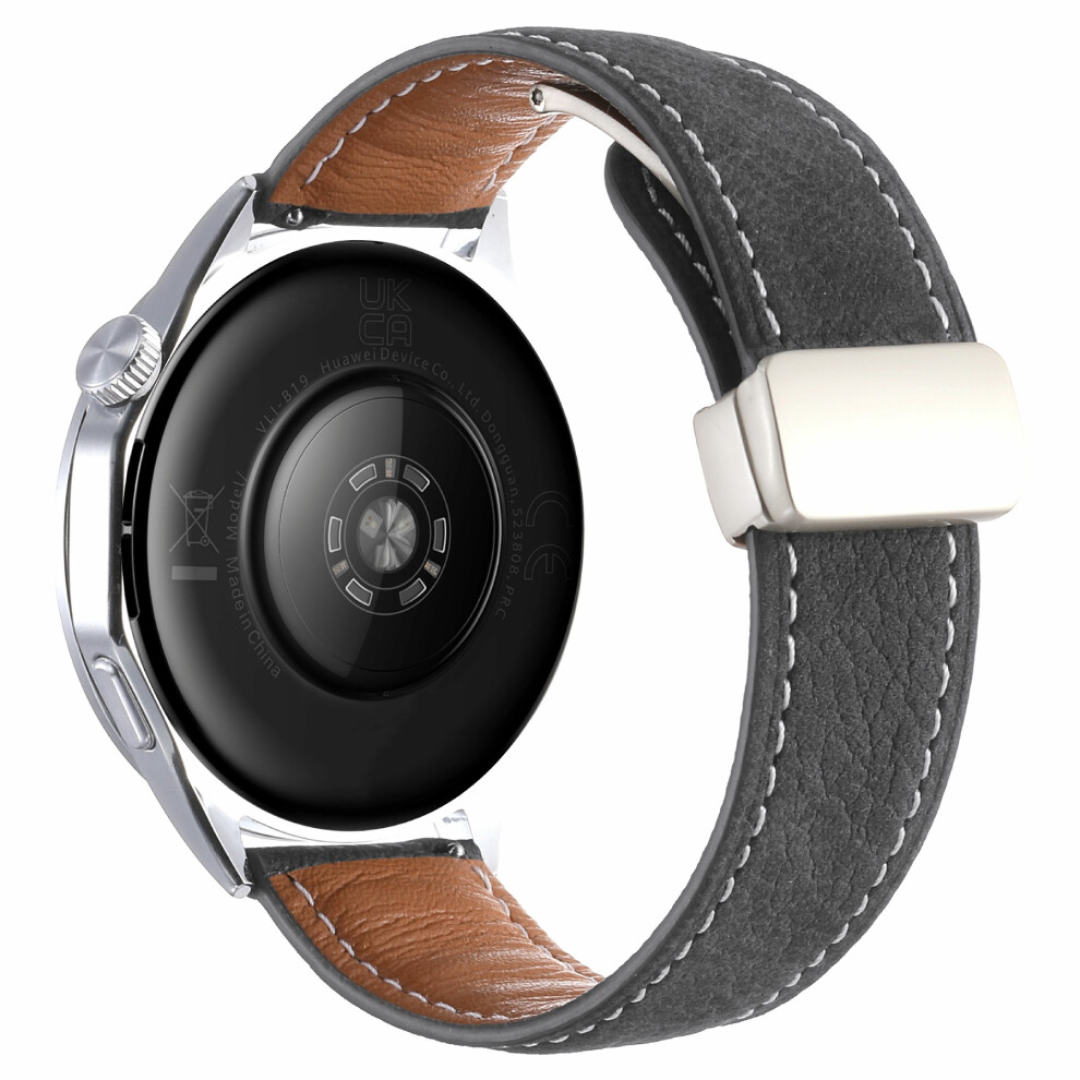 (Dark ) 20Mm Magnetic Clasp Watch Band For Samsung Galaxy Watch7 / 6 44Mm / 40Mm / 6 Classic 43Mm / 47Mm Oil Waxy Litchi Texture Grey 6914292350832