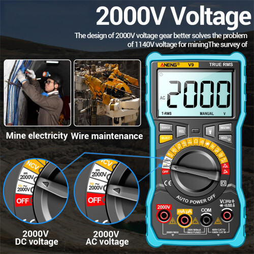 ANENG V9 Digital Multimeter 6000 Counts 2000V Voltage Test Capacimeter Voltmeter AC/DC Ammeter Electrical Tester Tools 2