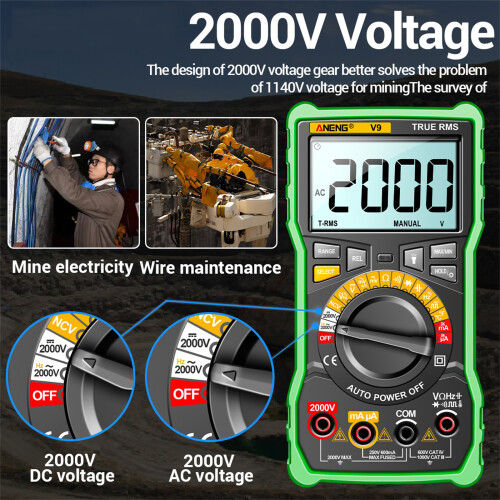 ANENG V9 Digital Multimeter 6000 Counts 2000V Voltage Test Capacimeter Voltmeter AC/DC Ammeter Electrical Tester Tools 2
