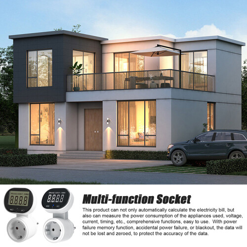 European Plug Socket 45?? Rotating Large LCD Screen Power Metering Socket Digital Display Energy Meter Intelligent Power Testing Device 2