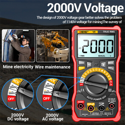 ANENG V9 Digital Multimeter 6000 Counts 2000V Voltage Test Capacimeter Voltmeter AC/DC Ammeter Electrical Tester Tools 2