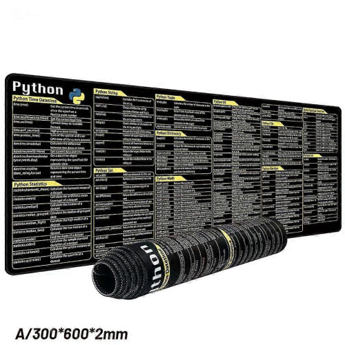 (Python 300x600x2mm) Python Programing Mouse Pad Large Shortcuts Cheat Sheet Keyboard Mousepad Desk