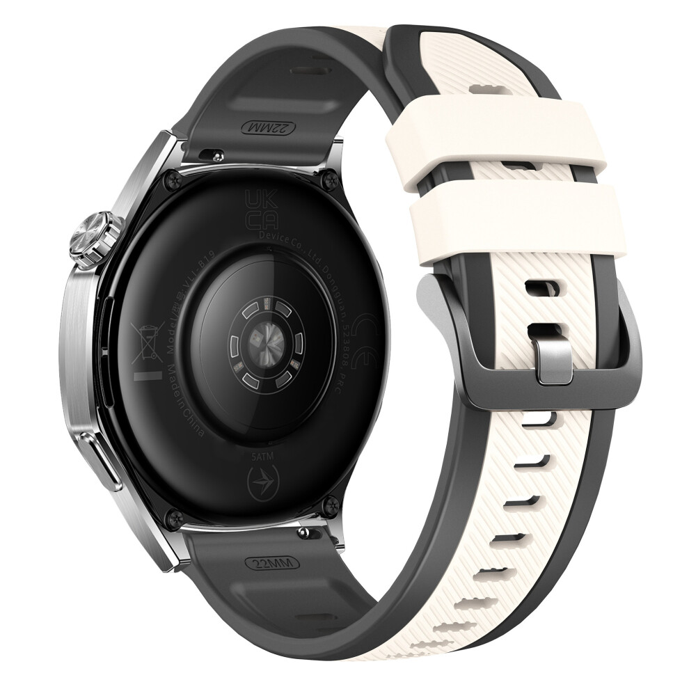 ( Starlight) 22Mm Twill Pattern Watch Band For Huawei Watch Gt 6 / 5 / 5 Pro / 4 46Mm Dual Color Silicone Strap Q Black 6914295421508