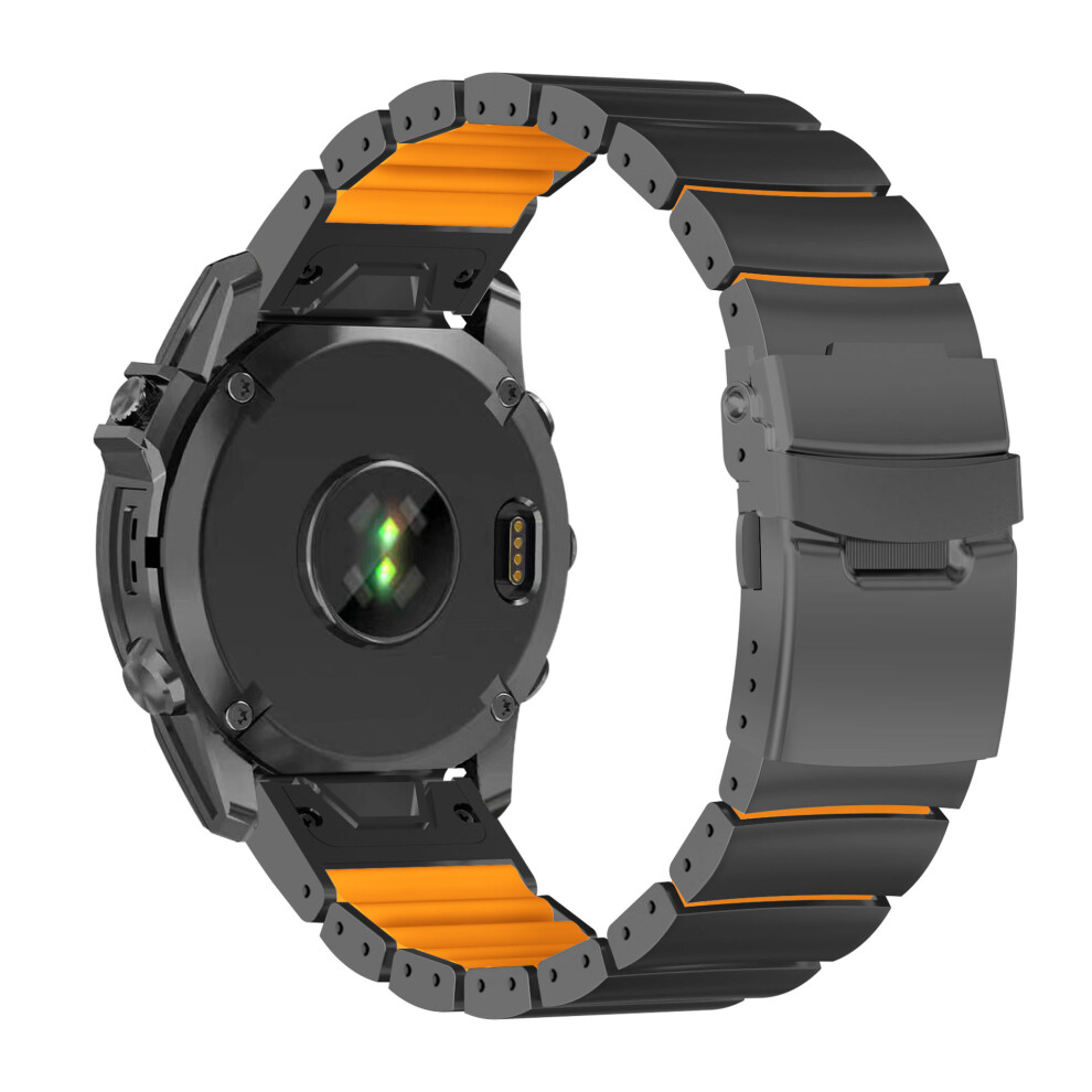 (Black Orange) 22Mm Titanium Alloy + Silicone Watch Band For Garmin Fenix 8 Pro Amoled 47Mm / 8 47Mm / E 47Mm Q Orange,Black 6914294682245