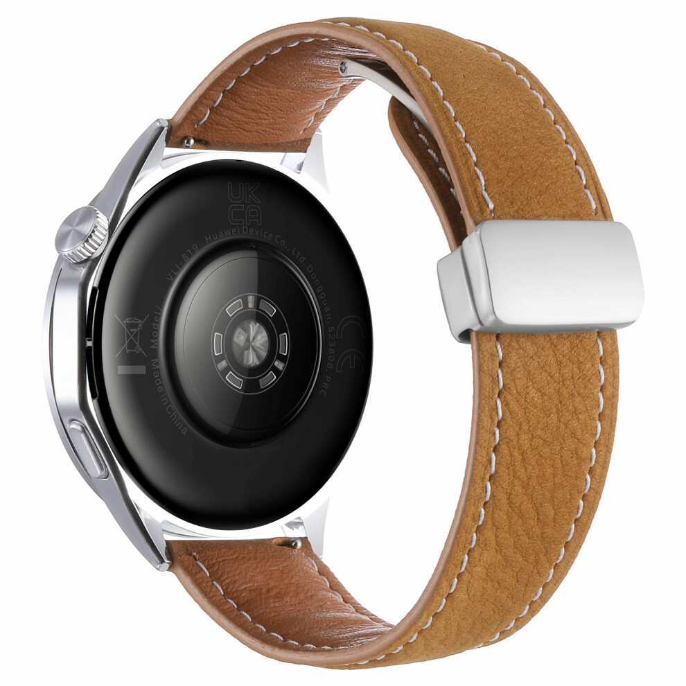(Light ) 20Mm Magnetic Clasp Watch Band For Samsung Galaxy Watch7 / 6 44Mm / 40Mm / 6 Classic 43Mm / 47Mm Oil Waxy Litchi Texture Brown 6914299778776