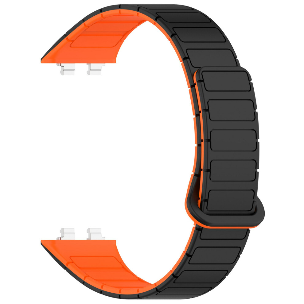 (Black Orange) Silicone Strap With Magnetic Clasp For Huawei Band 11 / 11 Nfc / 11 Pro / 11 Pro Nfc Sports Wa Orange,Black 6914299091790