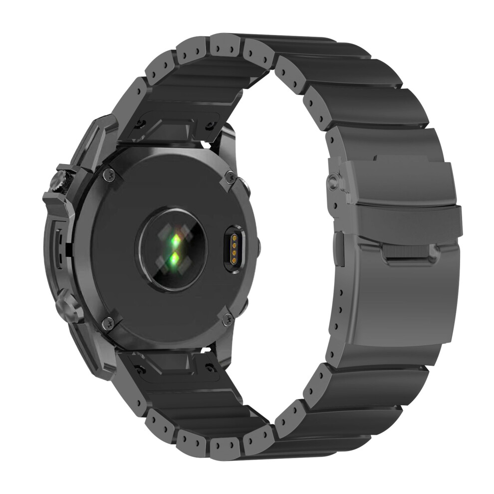 (Black) 22Mm Titanium Alloy + Silicone Watch Band For Garmin Fenix 8 Pro Amoled 47Mm / 8 47Mm / E 47Mm Q Black 6914295216999