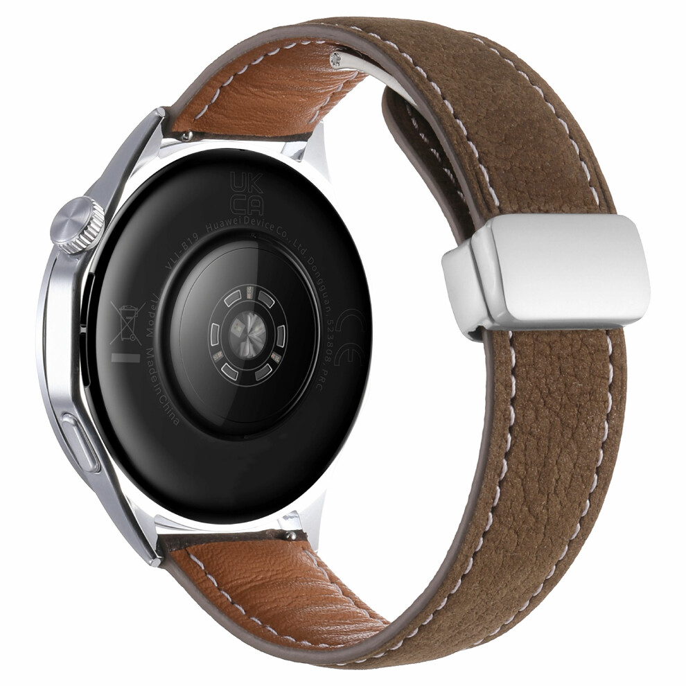 (Coffee) 20Mm Magnetic Clasp Watch Band For Samsung Galaxy Watch7 / 6 44Mm / 40Mm / 6 Classic 43Mm / 47Mm Oil Waxy Litchi Texture Brown 6914297479897