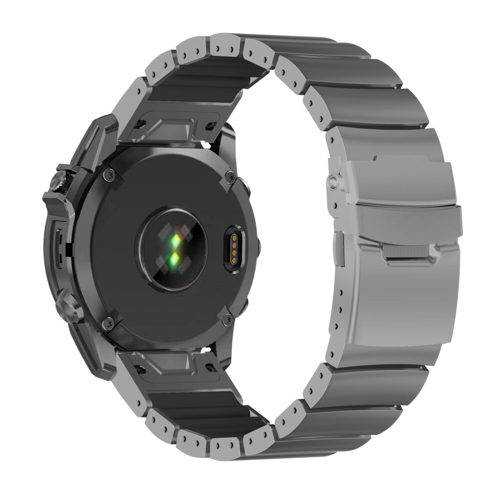 (Grey Black) 22Mm Titanium Alloy + Silicone Watch Band For Garmin Fenix 8 Pro Amoled 47Mm / 8 47Mm / E 47Mm Q Black,Grey 6914299817451