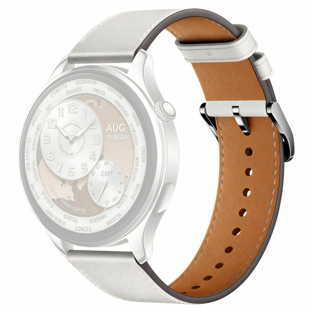 (White) 22Mm Genuine Cow Strap For Xiaomi Watch S5 / Huawei Watch Gt 6 46Mm / Gt 5 46Mm Stainless Steel Buck White 6914298369906