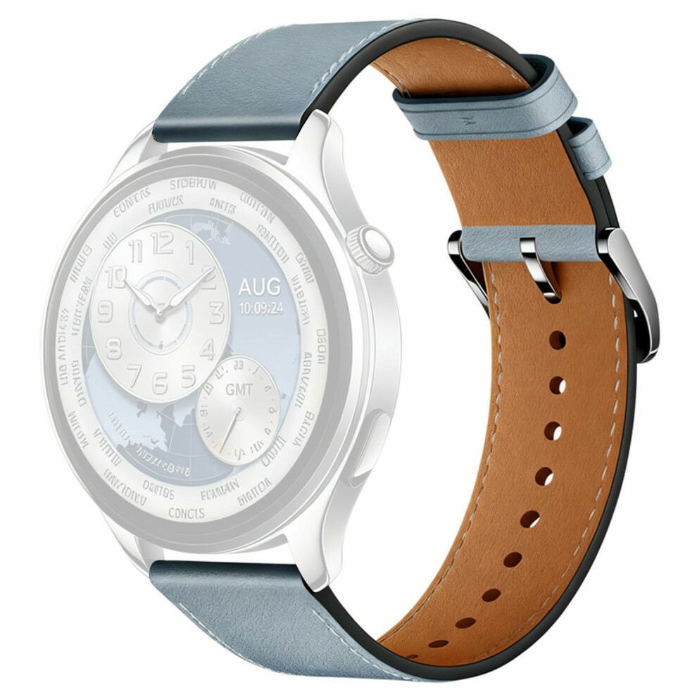 (Baby ) 22Mm Genuine Cow Strap For Xiaomi Watch S5 / Huawei Watch Gt 6 46Mm / Gt 5 46Mm Stainless Steel Buckle Watch Band Blue 6914291305055