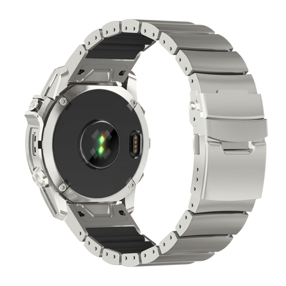 (Titanium / ) 22Mm Titanium Alloy + Silicone Watch Band For Garmin Fenix 8 Pro Amoled 47Mm / 8 47Mm / E 47Mm Quick Release Replace Black 6914296738988