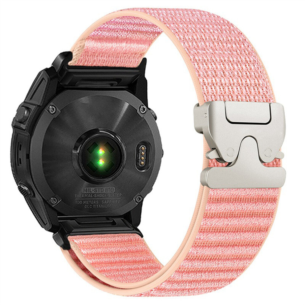 (Pink) Nylon Watch Band For Garmin Fenix 7 Pro / 7 / 6 Pro Quickfit 22Mm Parachute Buckle Woven Wrist Strap Pink 6914295968058